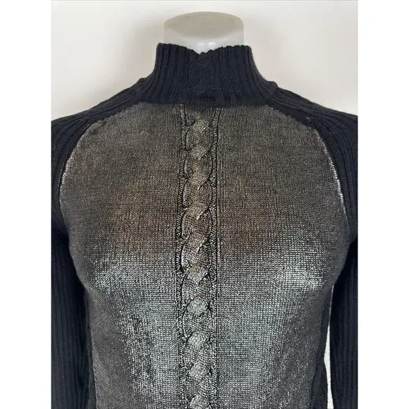 Versace Black Argyle Ribbed Knit Sweater Pullover Women Size M - Picture 2 of 8